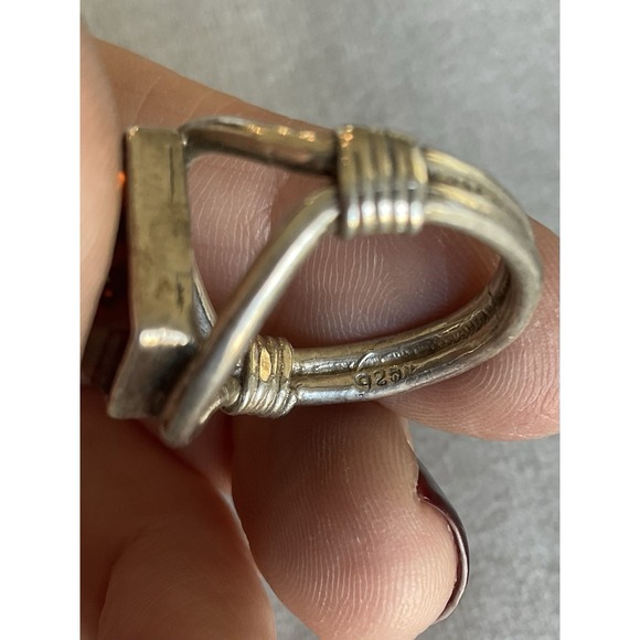 Vintage 925 Sterling Silver Amber Gemstone Ring Size 8 Estate Jewelry - Picture 6 of 8